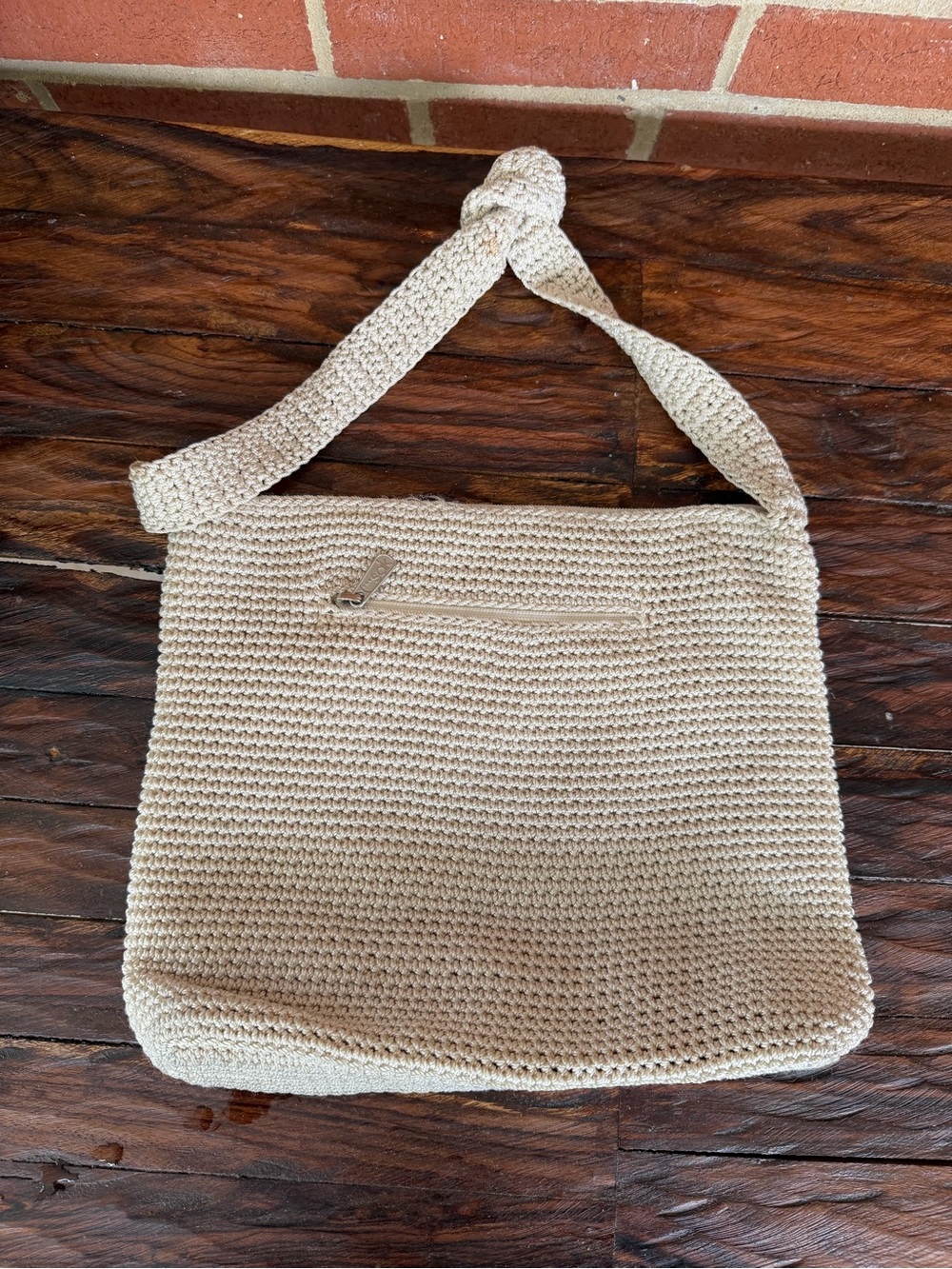 The Sak Cream Crochet Shoulder Bag with Knotted Strap